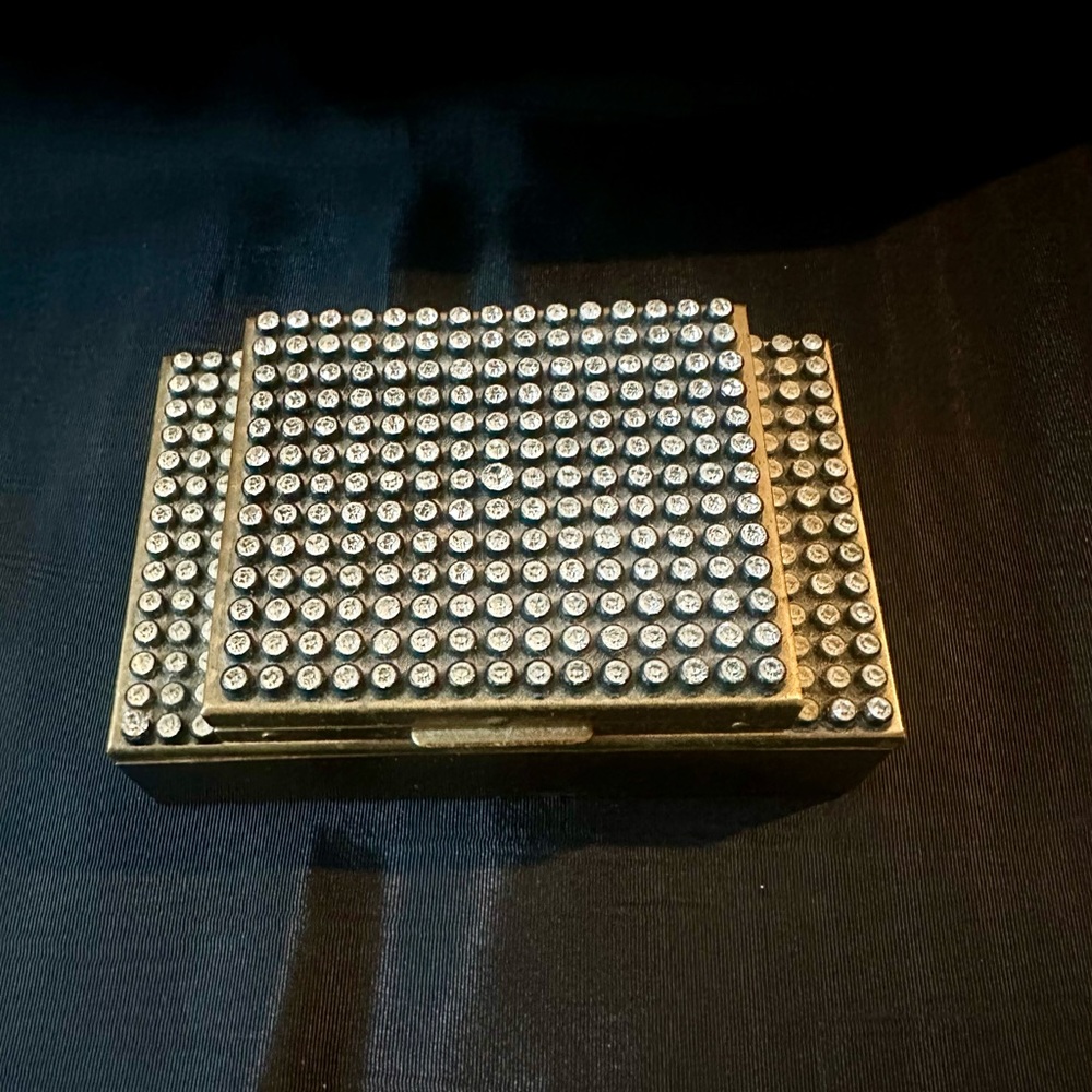 RARE Vintage Rhinestone Metal  Purse Compact